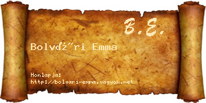 Bolvári Emma névjegykártya